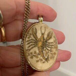 Vintage Gold Tone Lobster Pendant Necklace
